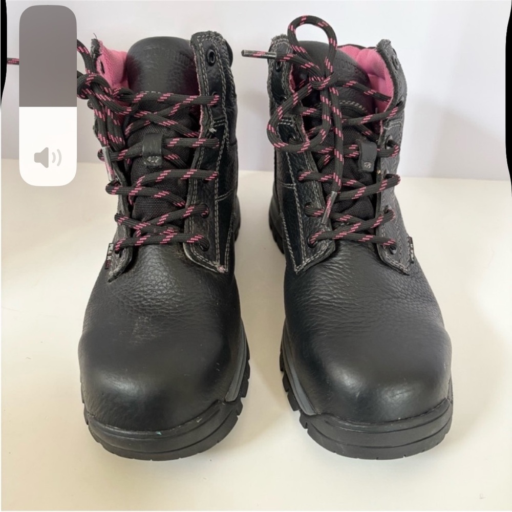 Wolverine Waterproof Work Boots Composite Toe Piper Leather Black Pink Size 8 - Picture 9 of 14